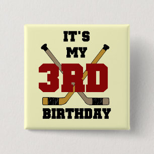 Badge Carré 5 Cm Hockey 3ème anniversaire Tshirts et cadeaux