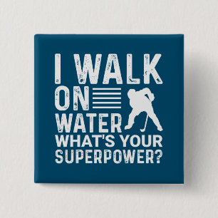 Badge Carré 5 Cm Hockey Je Marche Sur Eau