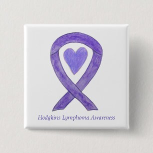 Badge Carré 5 Cm Hodgkins Lymphoma Sensibilisation Ruban Pins Coeur