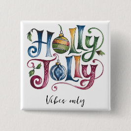 Badge Carré 5 Cm Holly Jolly button