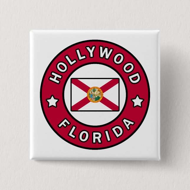 Badge Carré 5 Cm Hollywood Floride (Devant)
