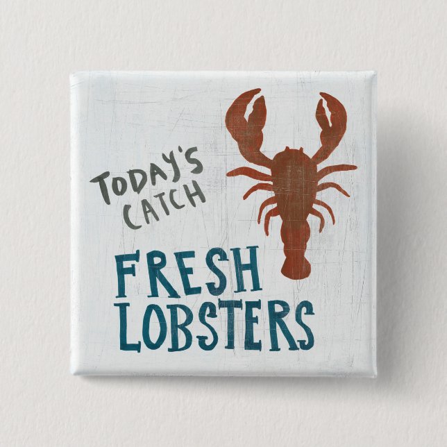 Badge Carré 5 Cm Homards frais côtiers de l'art | (Devant)