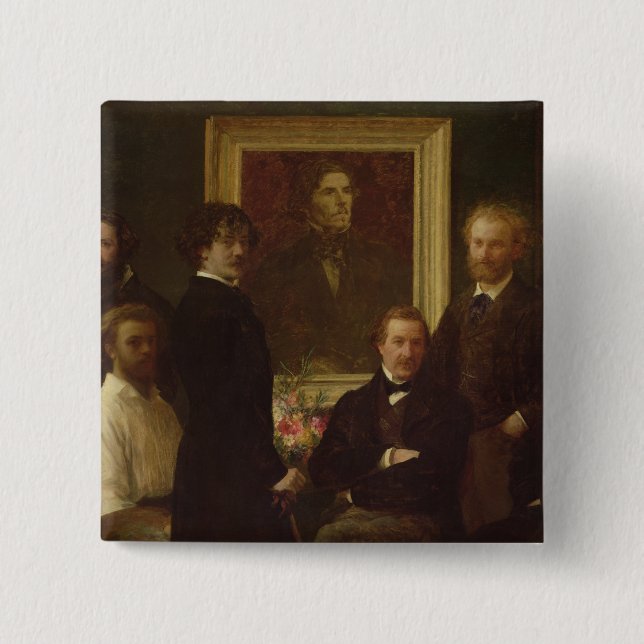 Badge Carré 5 Cm Hommage à Delacroix, 1864 (Devant)