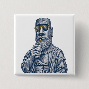 Badge Carré 5 Cm Homme de pierre cool Art vintage carré bouton
