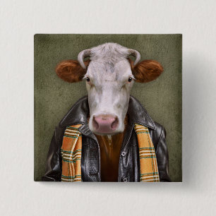 Badge Carré 5 Cm Homme de vache