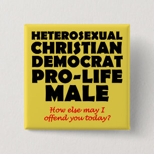 Badge Carré 5 Cm Homme démocrate offensif Christian Button Pin
