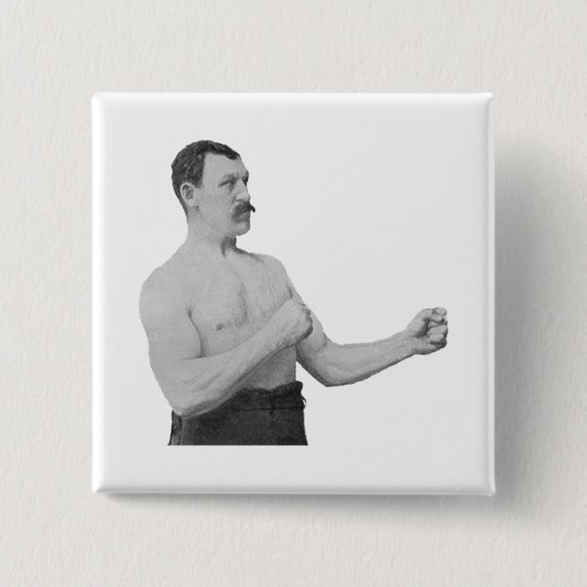 Badge Carré 5 Cm Homme excessivement viril Meme (Devant)