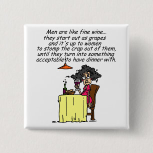 Badge Carré 5 Cm Hommes et FIne Humour de vin