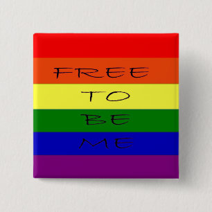 Badge Carré 5 Cm Homosexuel, bouton lesbien d'arc-en-ciel