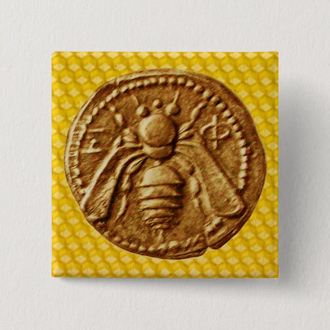BADGE CARRÉ 5 CM HONEY BEE (Devant)