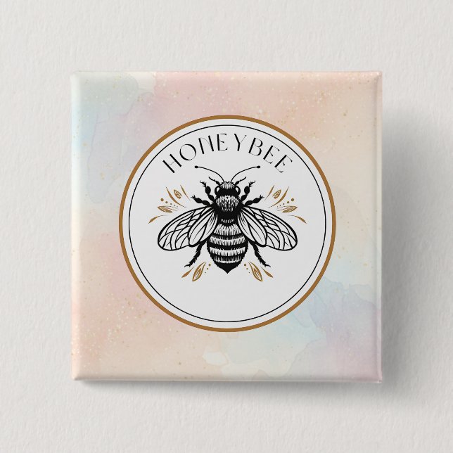 Badge Carré 5 Cm Honey Bee (Devant)