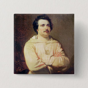 Badge Carré 5 Cm Honore de Balzac dans l'habitude de son moine,