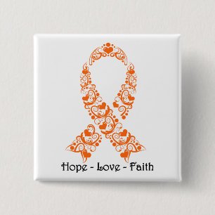 Badge Carré 5 Cm Hope Orange Awareness Ribbon