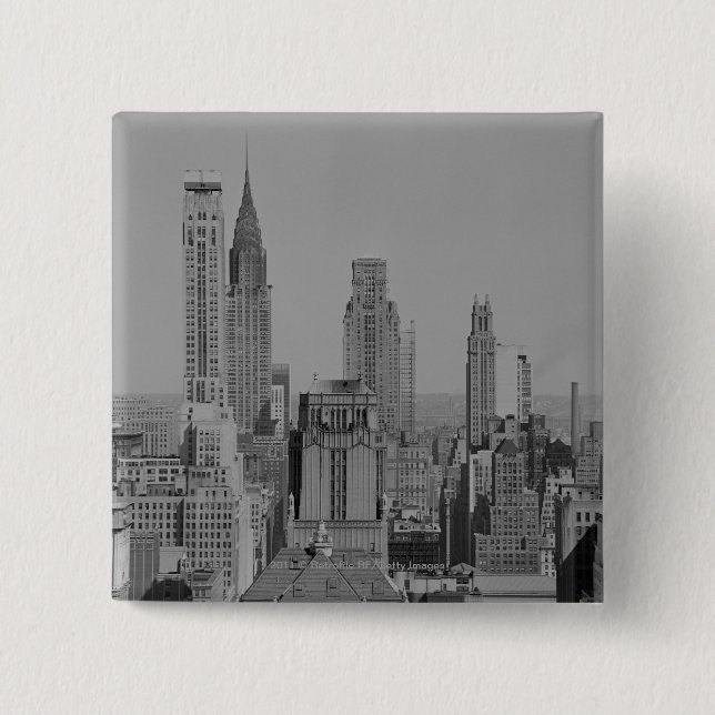 Badge Carré 5 Cm Horizon de ville (Devant)
