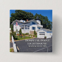 Badge Carré 5 Cm Hospital Point Lighthouse, Massachusetts