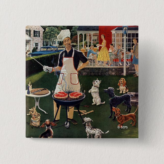 Badge Carré 5 Cm Hot-dogs (Devant)
