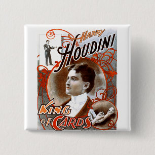 Badge Carré 5 Cm Houdini - roi des cartes