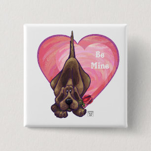 Badge Carré 5 Cm Hound Dog Valentine's Day