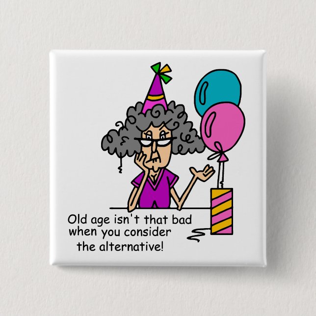 Badge Carré 5 Cm Humour alternatif d'anniversaire (Devant)