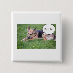 Badge Carré 5 Cm Humour Berger Allemand