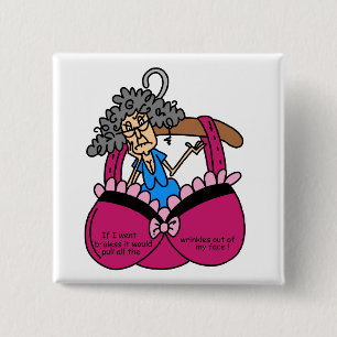 Badge Carré 5 Cm Humour Bras et Wrinkles