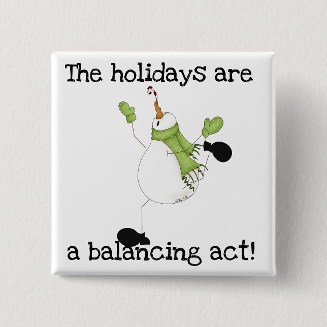 Badge Carré 5 Cm Humour de vacances Snowman (Devant)