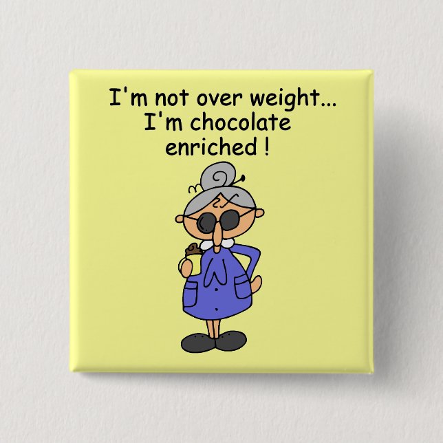Badge Carré 5 Cm Humour enrichi par chocolat (Devant)