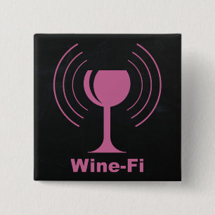 Badge Carré 5 Cm Humour Louveur de vin Wine-Fi