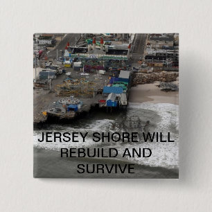 Badge Carré 5 Cm Huricane Sandy et reconstruction du rivage du