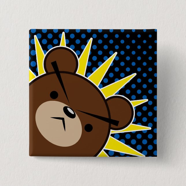 Badge Carré 5 Cm Hurlement grincheux d'ours (Devant)