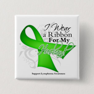 Badge Carré 5 Cm Husband Lime Green Ribbon - Lymphoma