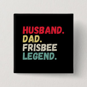 Badge Carré 5 Cm Husband papa frisbee légende rétro vintage drôle