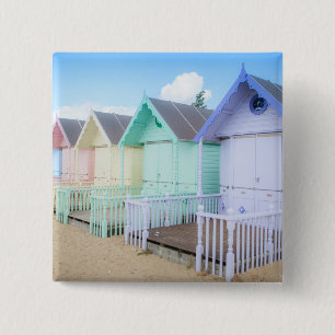 Badge Carré 5 Cm Huttes de plage d'île de Mersea