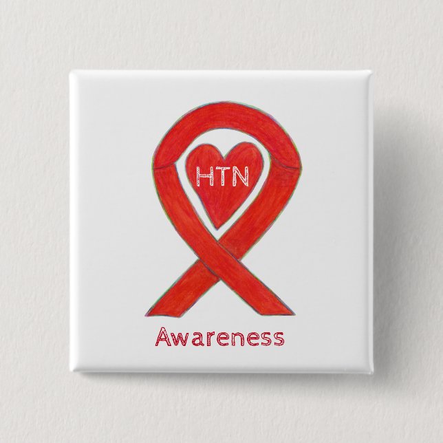 Badge Carré 5 Cm Hypertension (HTN) Sensibilisation Épingle à ruban (Devant)