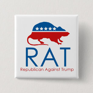 Badge Carré 5 Cm I am a R.A.T: Republican Against Trump
