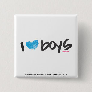 Badge Carré 5 Cm I Aqua de garçons de coeur