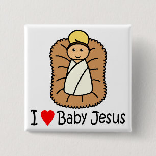 Badge Carré 5 Cm I bébé Jésus de coeur (amour)