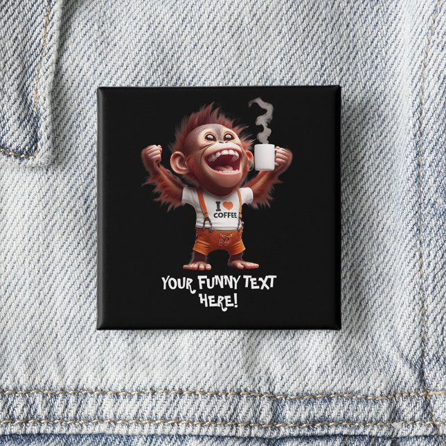 Badge Carré 5 Cm I ♥ café (Créateur téléchargé)