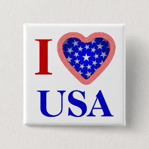 Badge Carré 5 Cm I coeur Etats-Unis