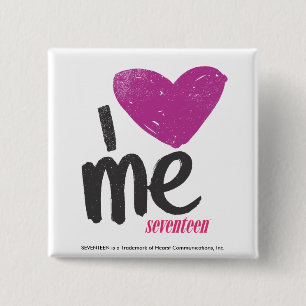 Badge Carré 5 Cm I coeur je pourpre