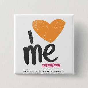 Badge Carré 5 Cm I coeur j'orange