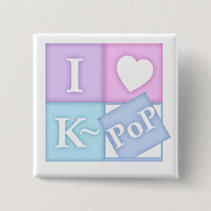 Badge Carré 5 Cm I coeur K~Pop