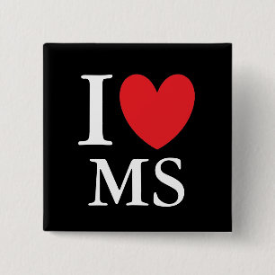Badge Carré 5 Cm I coeur Mississippi