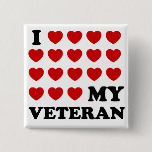 Badge Carré 5 Cm I (coeur) mon vétéran