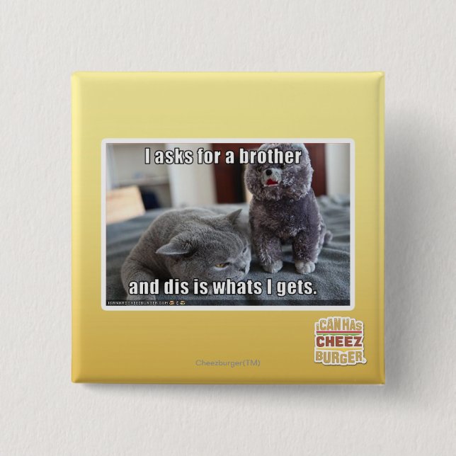 Badge Carré 5 Cm I demande un frère (Devant)