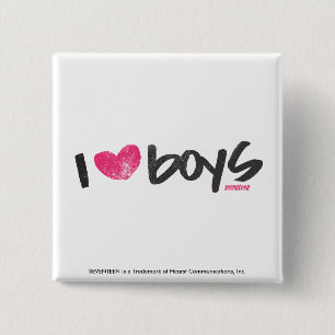 Badge Carré 5 Cm I garçons de coeur magenta