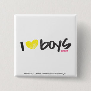 Badge Carré 5 Cm I jaune de garçons de coeur