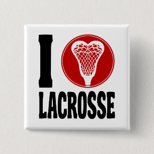 Badge Carré 5 Cm I lacrosse de coeur