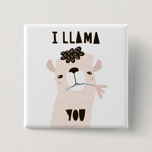 Badge Carré 5 Cm I lama vous (Devant)