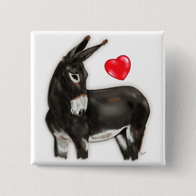 Badge Carré 5 Cm I Love Donkeys Demure Donkey (Devant)